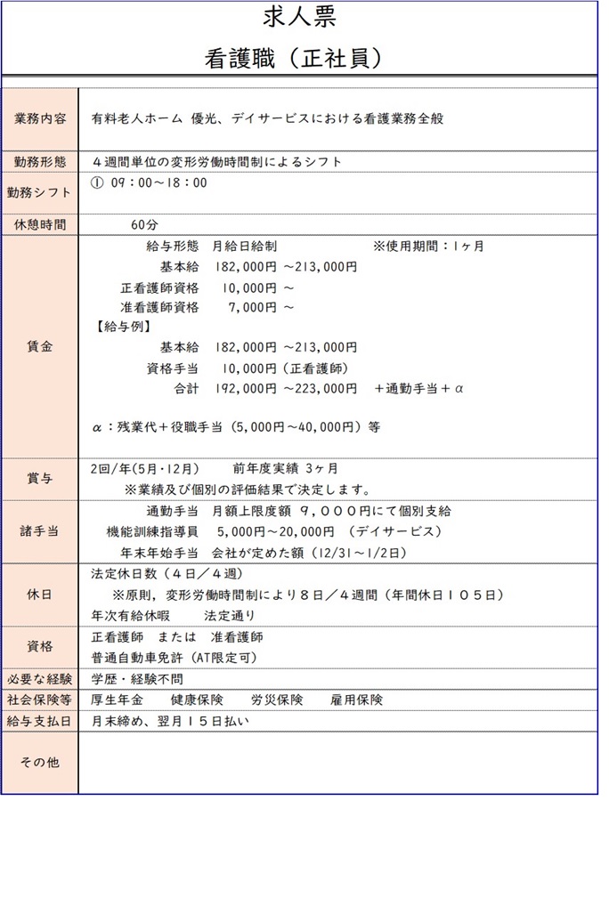 写真　求人票（介護　正社員) R05.09.28）